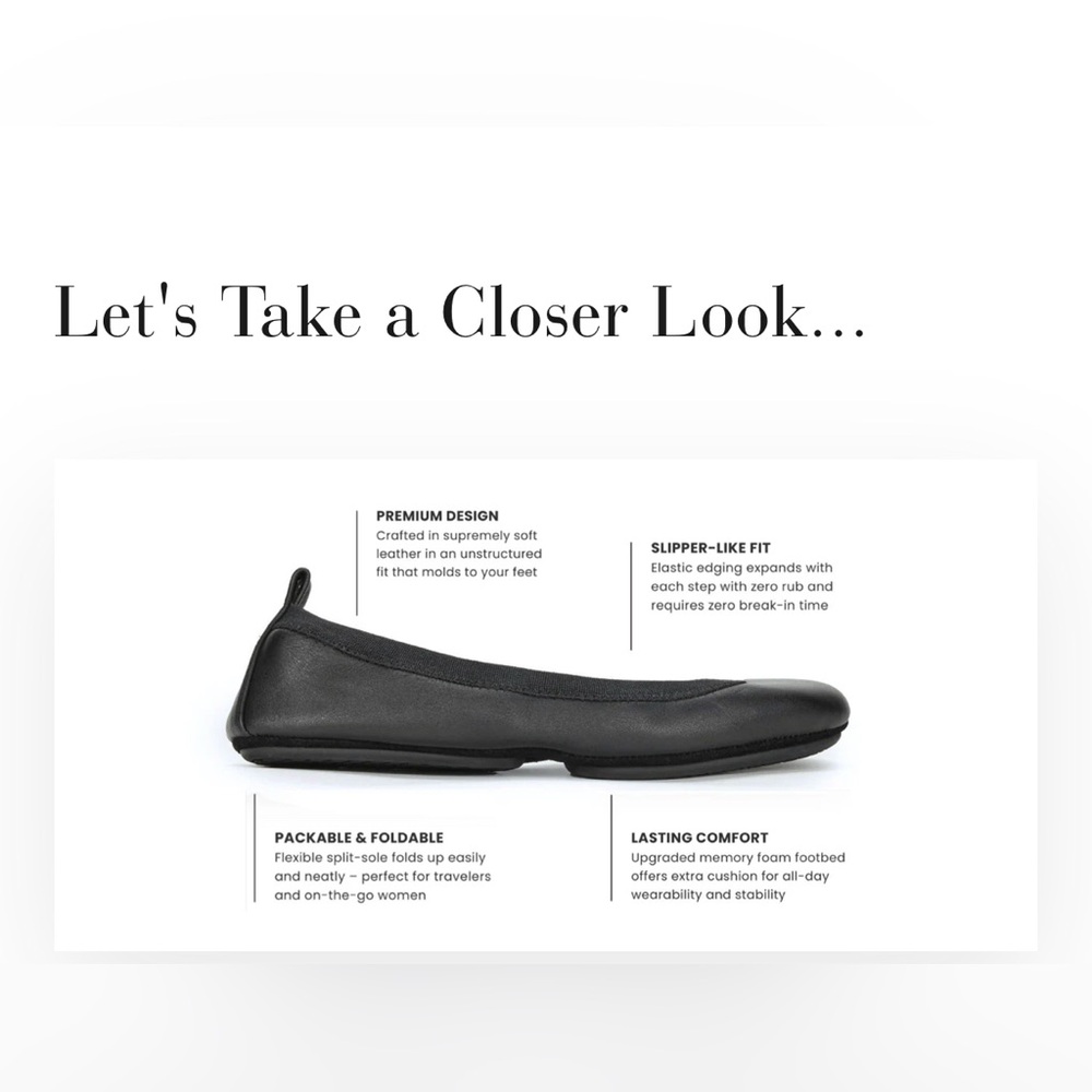 Yosi Samra- Samara Foldable Leather Ballet Flat in Deep Navy. Women’s size 8M - Picture 3 of 9